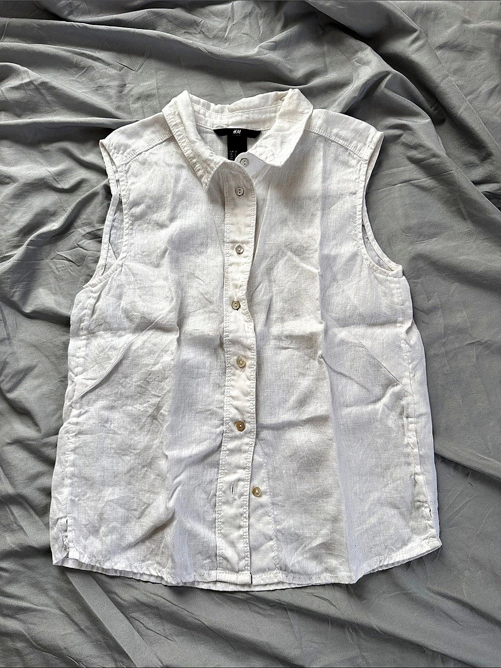 H&M Linen Sleeveless Shirt Dress White Size 2